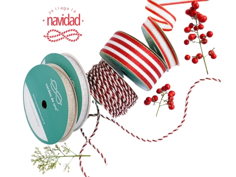 CINTAS DE NAVIDAD DE CORDON DE ORO